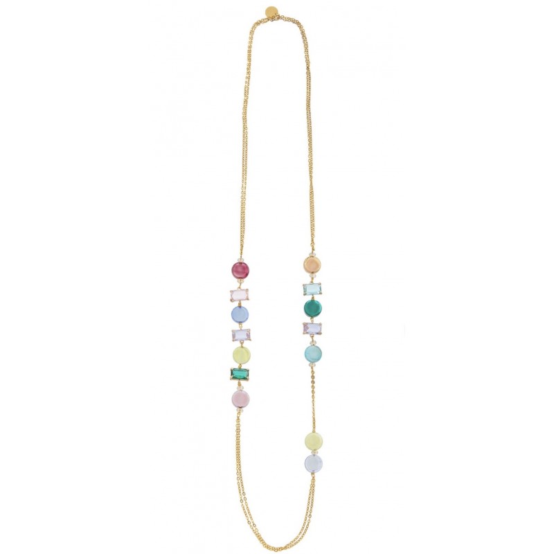Murrina Murano - Sunset Mirage long necklace multicolour, metal and Murano glass