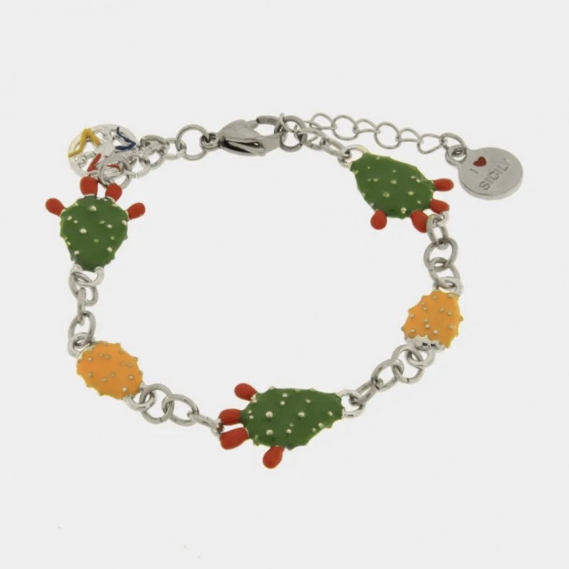 I Love Sicily - BYS - Bracciale in acciaio con fichi d'india
