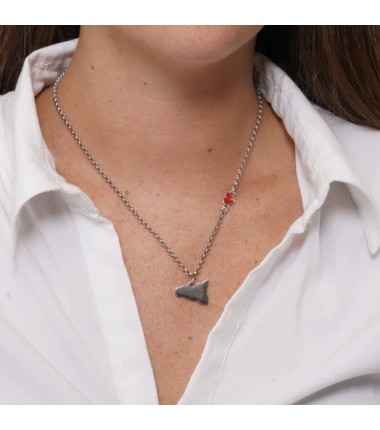 I Love Sicily - BYS - Steel necklace with Sicily and little heart