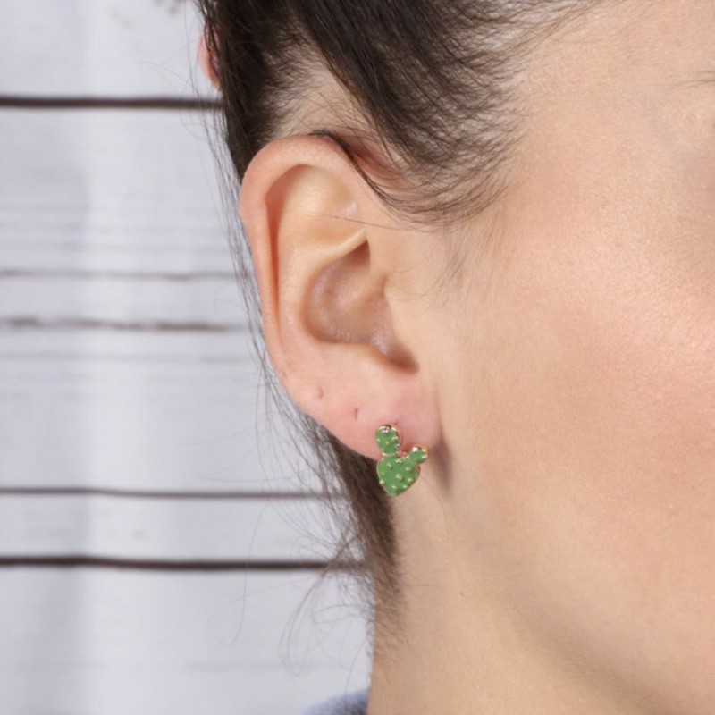 I Love Sicily - BYS - Metal stud earrings with prickly pears