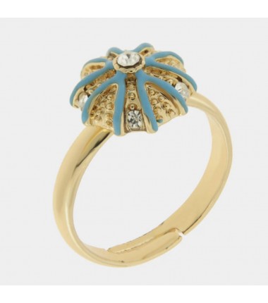 I Love Sicily - BYS - Metal ring with light blue sea urchin