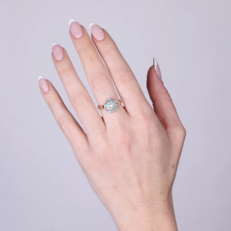 I Love Sicily - BYS - Metal ring with light blue sea urchin