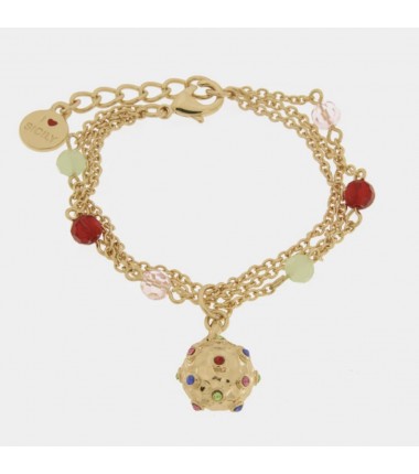 I Love Sicily - BYS -Multi-strand metal bracelet with meteor pendant, beads and multicolored zircons