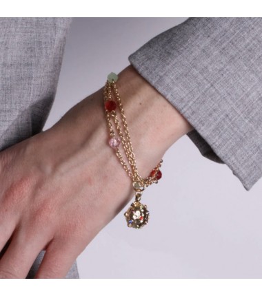 I Love Sicily - BYS -Multi-strand metal bracelet with meteor pendant, beads and multicolored zircons