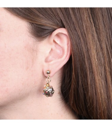 I Love Sicily - BYS -Multi-strand metal necklace with meteor pendant and multicolored beads