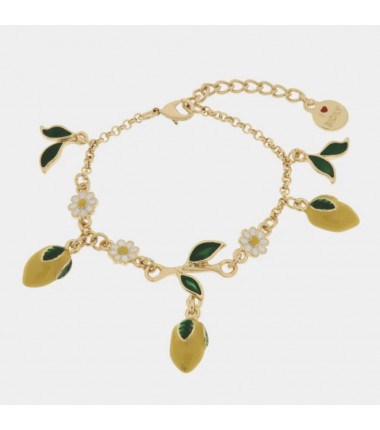 I Love Sicily - BYS - Metal bracelet with flowers and lemons pendants