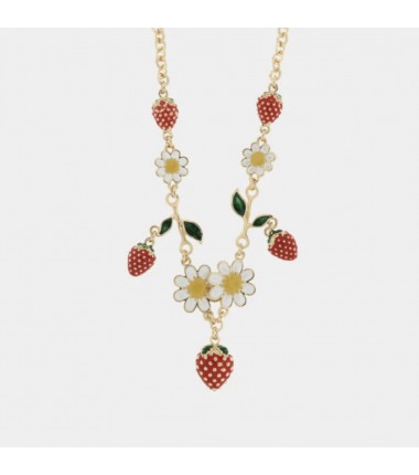 I Love Sicily - BYS - Metal necklace with strawberries and daisies