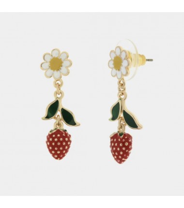 I Love Sicily - BYS - Metal earrings with daisies and strawberries