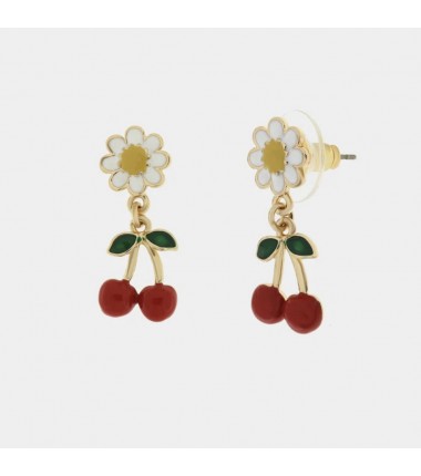 I Love Sicily - BYS - Metal earrings with daisies and cherries